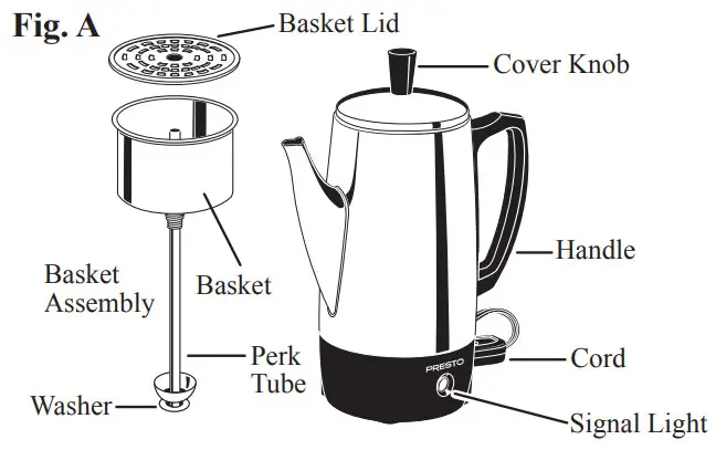 PRESTO 6 Cup Stainless Steel Coffee Maker - Figure 1