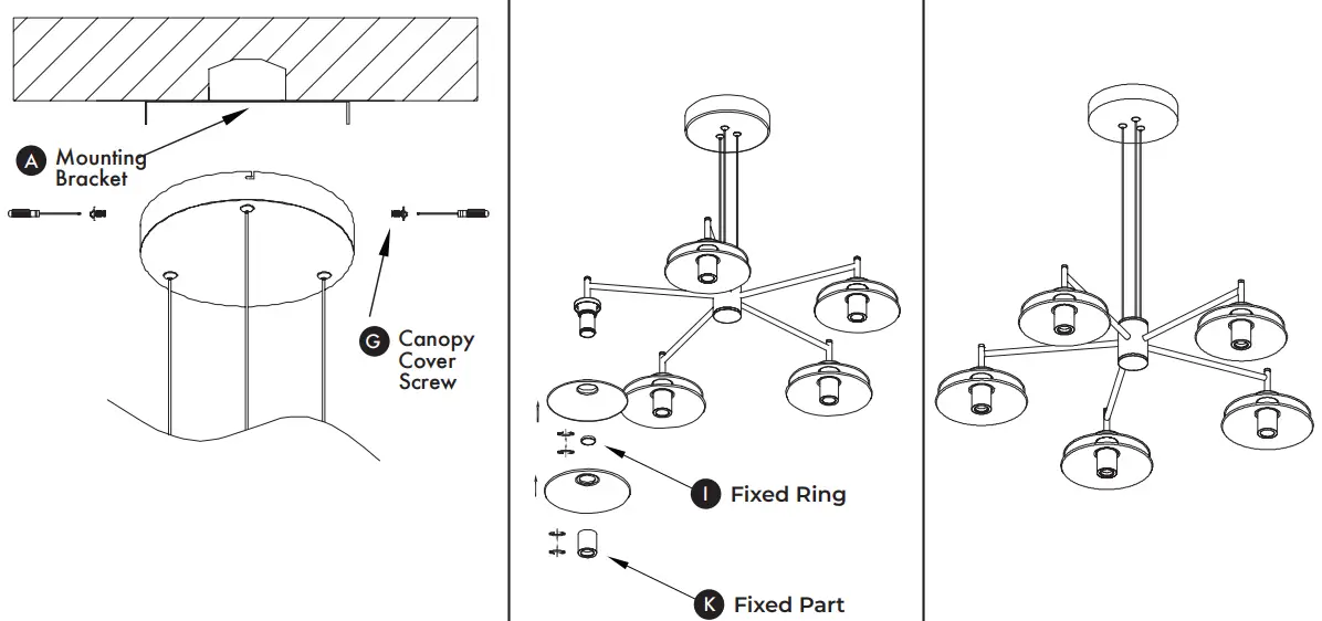 VONN VAC3315 5-Light Integrated LED Black Chandelier Lighting Fixture - fig 7