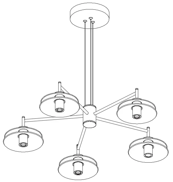 VONN VAC3315 5-Light Integrated LED Black Chandelier Lighting Fixture