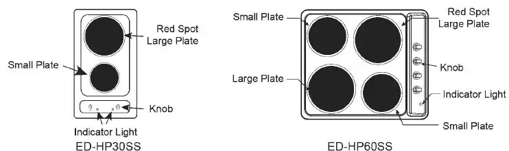 eurotech ED-HP60SS 60cm Hotplate Cooktop - 1