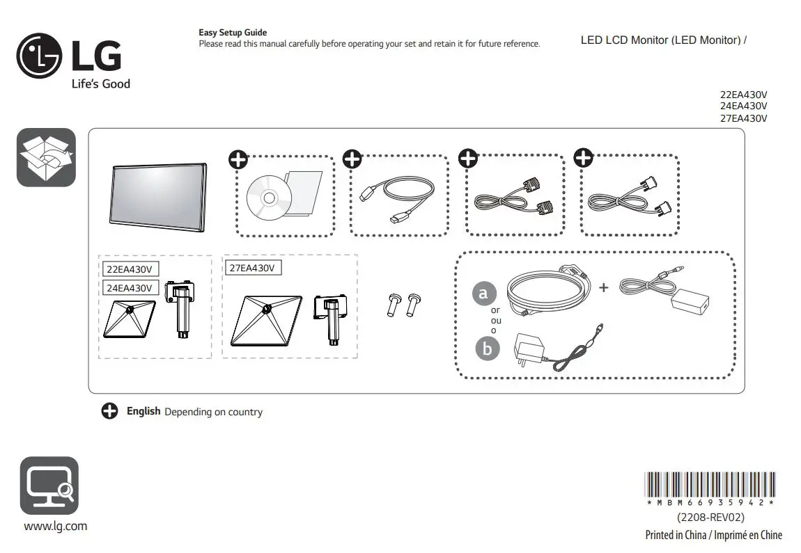 LG 22EA430V LED LCD Monitor User Manual