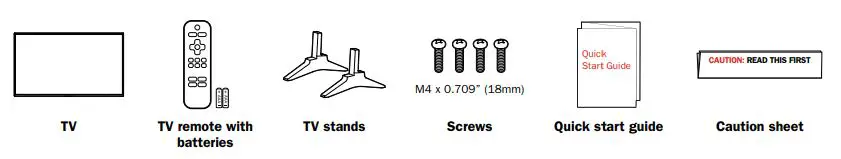 MAGNAVOX 65MV379R Roku TV User Guide - What's in the box