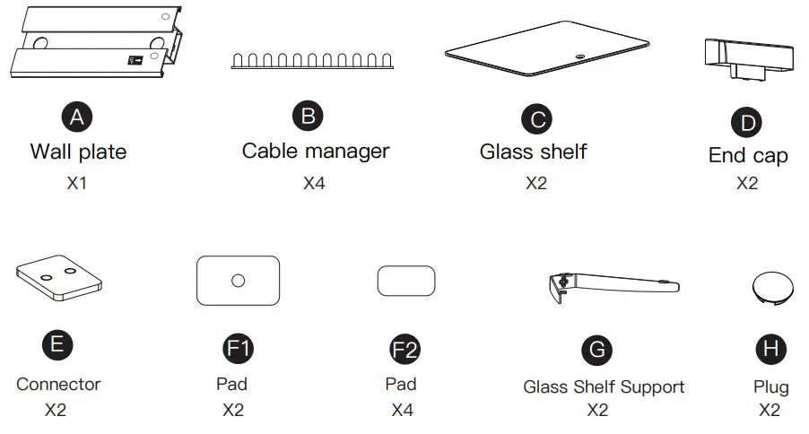 PERLESMITH PSDSK2-1 Floating Wall Mounted Shelf - Hardware