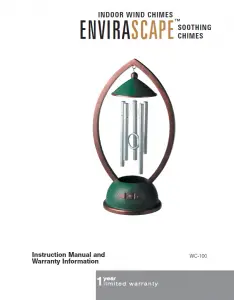 Homedics WC-100 Indoor Wind Chimes Envirascape Soothing Chimes Instruction Manual and Warranty Information