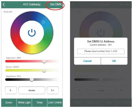 Setting DMX512 address