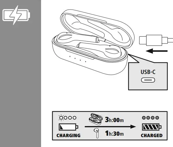 hama 00184123 Bluetooth Earphone Spirit Go Instruction Manual - CHARGING Battery