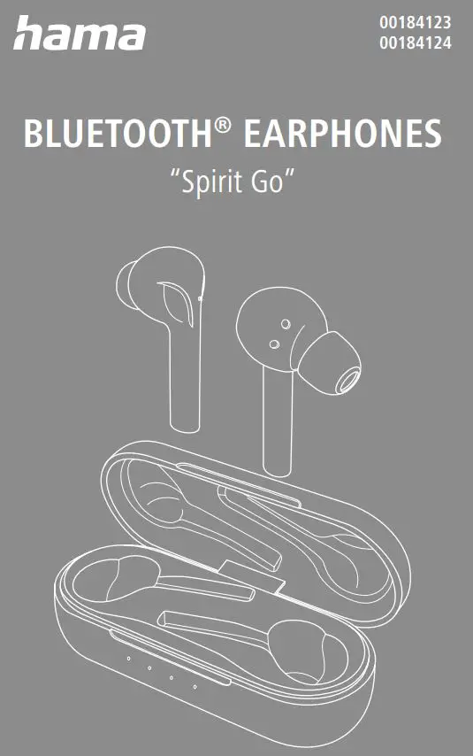 hama 00184123 Bluetooth Earphone Spirit Go Instruction Manual