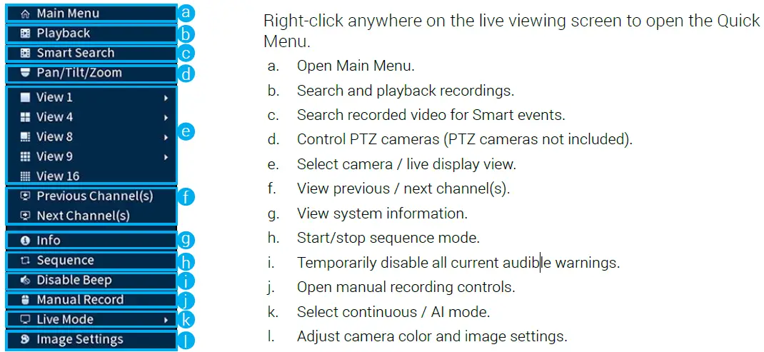 Using the Quick Menu