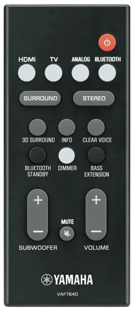 YAMAHA Sound Bar Dual Built in Subwoofers - Operation