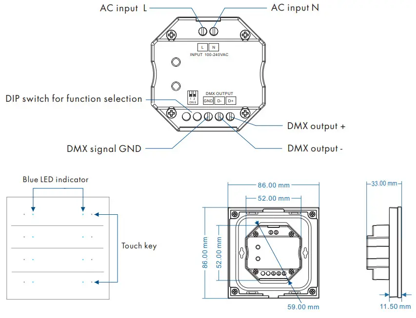 SKYDANCE T16-X Wall Mounted Touch Panel - Mechanical