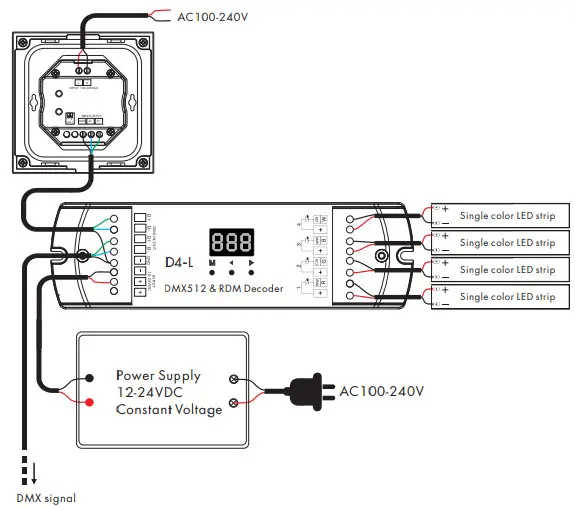 SKYDANCE T16-X Wall Mounted Touch Panel - dayagram
