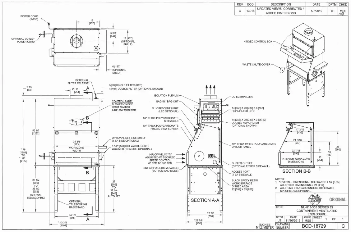 NuAire NU 813 300 Labgard Containment Hood - Fig1