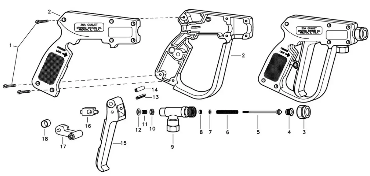 Spraying Systems MI 30A 30A and 30AW GunJet Spray Gun - Fig4