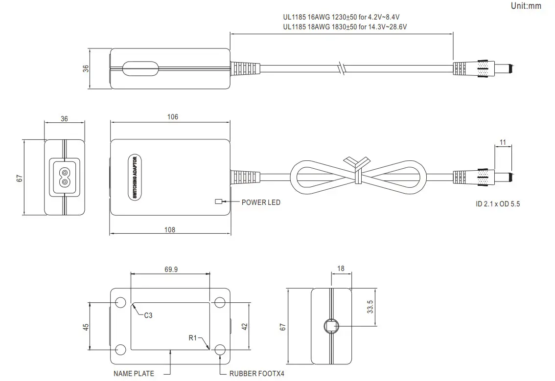 MEAN WELL GC30B 16 8 30W Power Adaptor with Charging Function - Figure 1