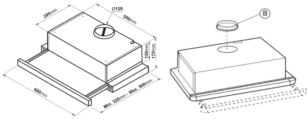 TESLA DB600SX Cooker Hood - BUILT IN HOOD