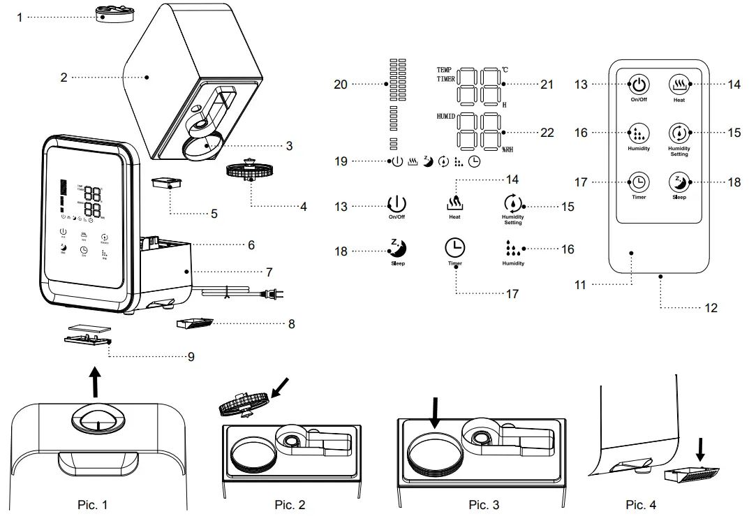 BRAYER BR4703 Portable Ultrasonic Humidifier fig 1