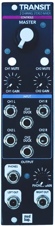 Modbap Modular TRANSIT 2 Channel Stereo Mixer
