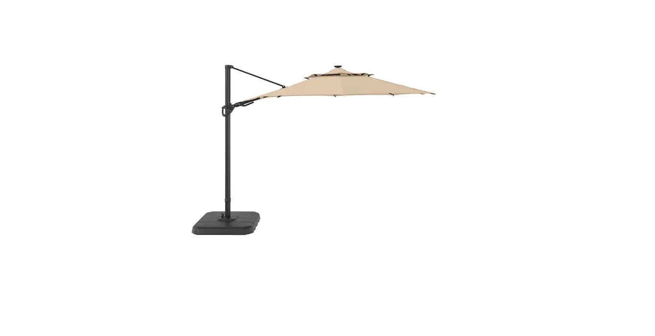 Lowes Urm819003j-g Allen + Roth 11-ft Tan Solar Powered Crank Offset Patio Umbrella Instructions