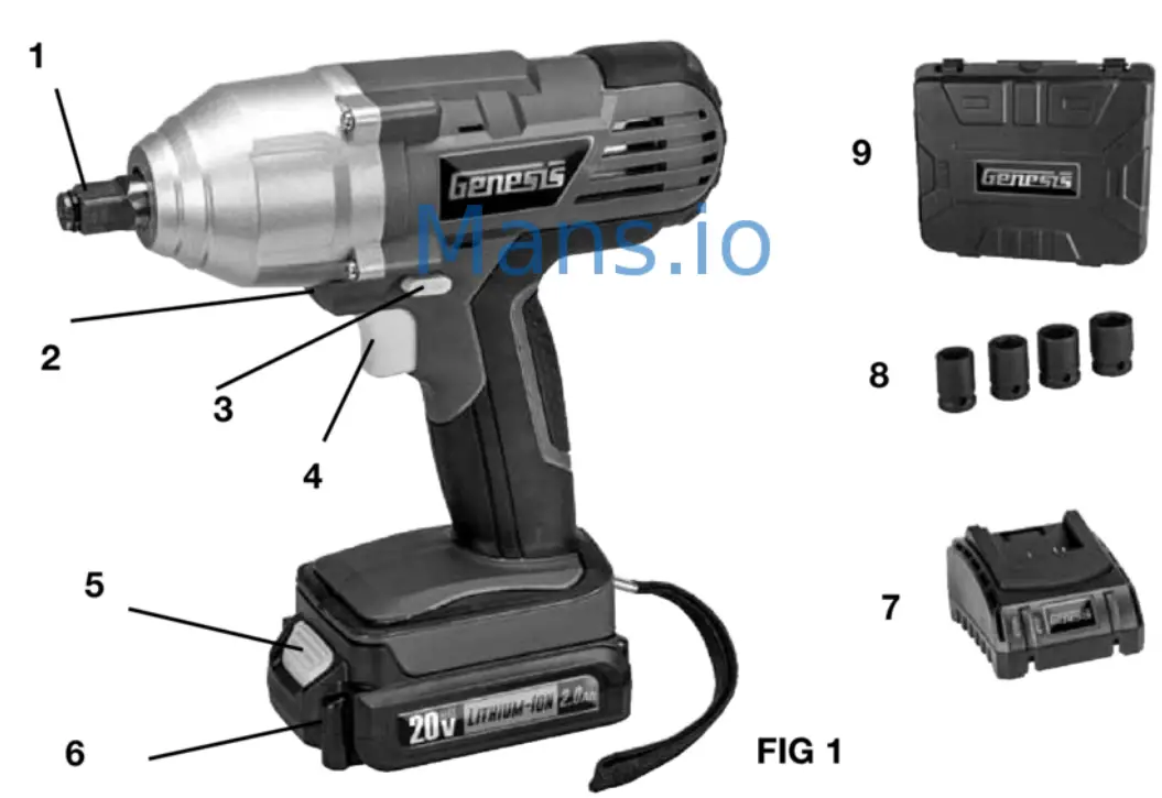 Genesis GLIW20AK 20V Max Lithium Ion Impact Wrench Kit - fig 3
