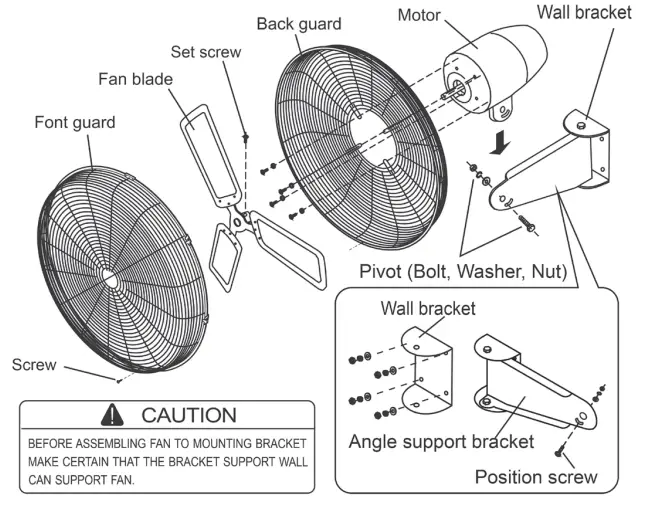 Comfort Zone CZHVW30 Series 30 Inch Wall Mounted Fan - Assembly Instructions