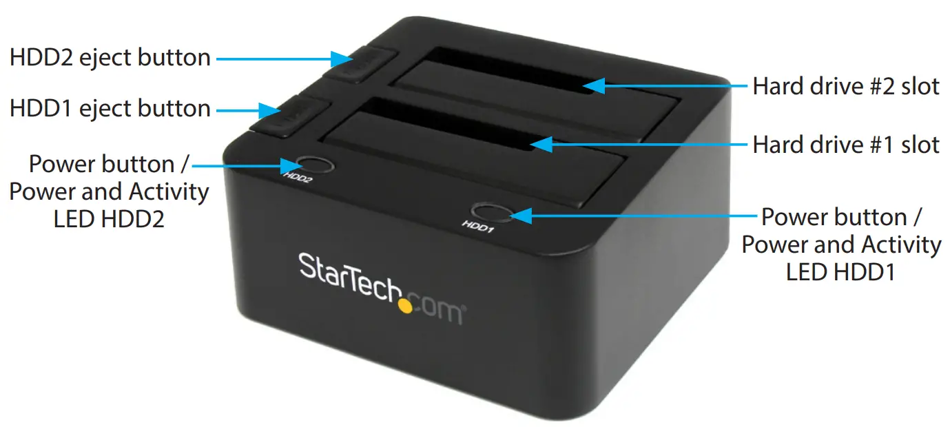 StarTech Com SDOCK2U33 USB 3 0 to Dual 2 5 3 5 Inch SATA HDD Dock with UASP - Front View