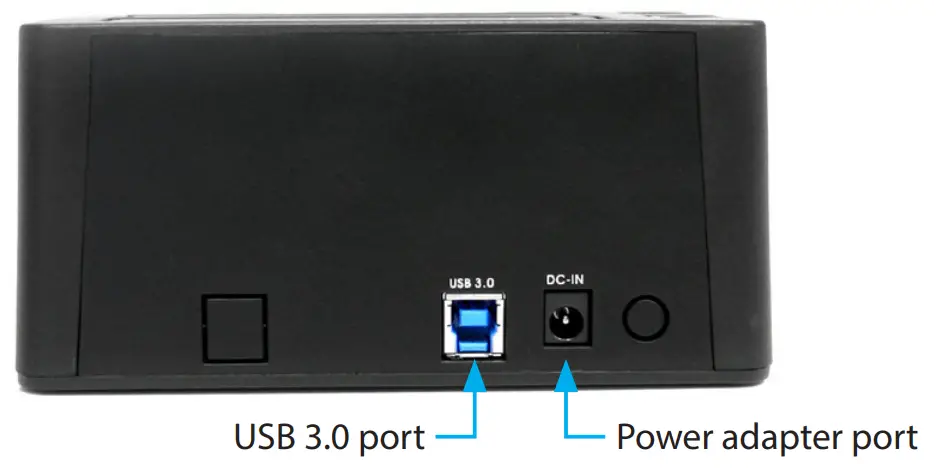 StarTech Com SDOCK2U33 USB 3 0 to Dual 2 5 3 5 Inch SATA HDD Dock with UASP - Rear View