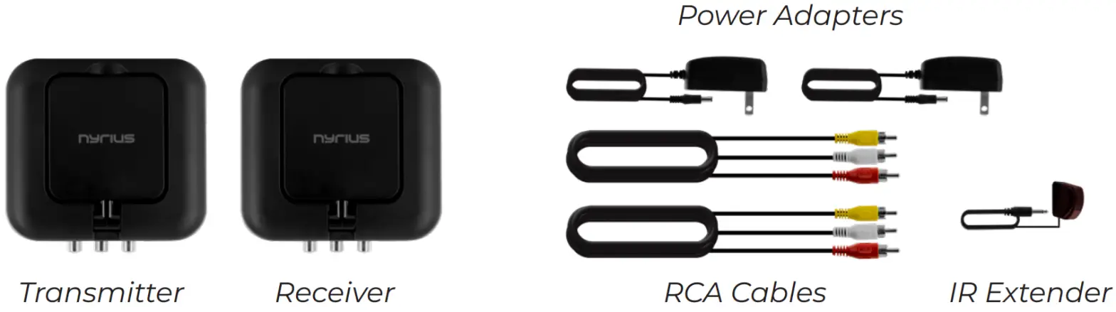 nyrius NY-GS10 5.8GHz 4 Channel Wireless AudioVideo Sender Transmitter - WHAT’S INCLUDED