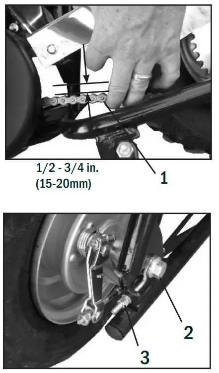 Coleman CT200U-EX V 196cc Mini Bike Instruction-Chain tension