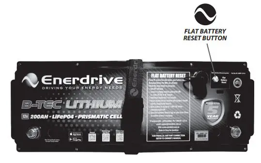 Enerdrive EPL-100BT-12V-SLIM B-TEC 100Ah 12V LiFePO4 Slim Case Lithium Battery Owner’s Manual - Batteries with Reset Button on Battery