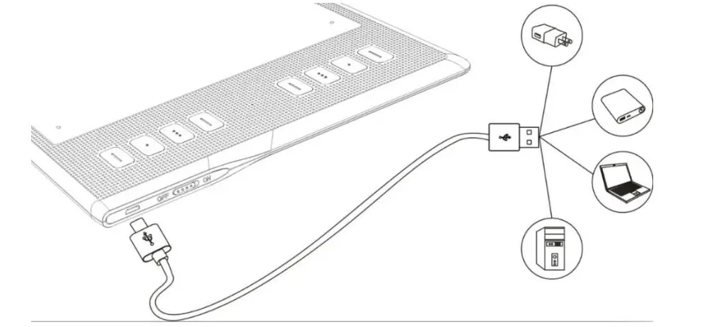 HUION WH1409 V2 Wireless Pen Tablet - Charging the Tablet