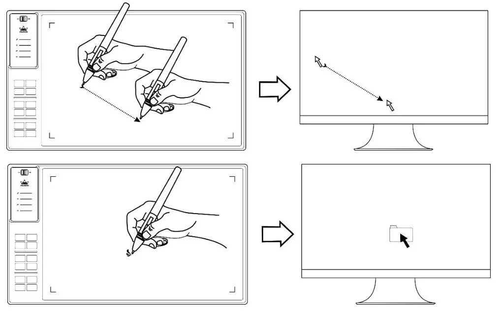 HUION WH1409 V2 Wireless Pen Tablet - Position the cursor