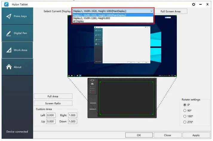 HUION WH1409 V2 Wireless Pen Tablet - Using Multiple Monitors