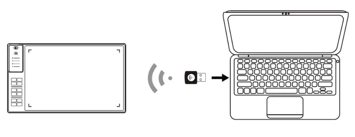 HUION WH1409 V2 Wireless Pen Tablet - Wireless Mode Connection