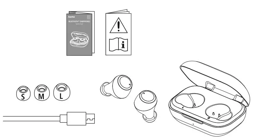 hama 00184125 Bluetooth Earphones Spirit Chop Instruction Manual - Package contents