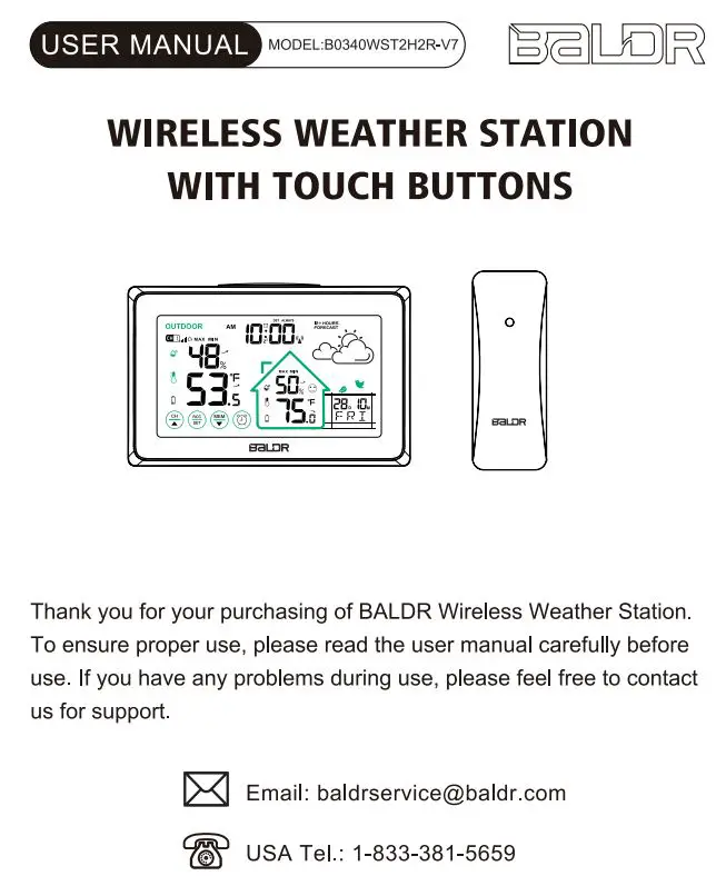 BALDR B0340WST2H2R-V7 Weather Station User Manual