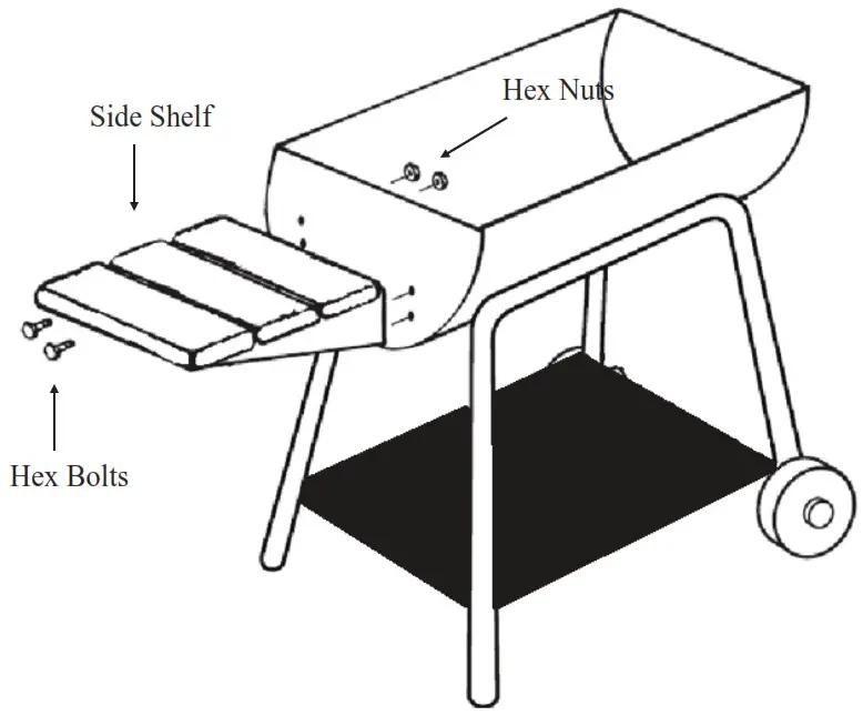 Char Griller E2137 Outlaw Charcoal Grill - SIDE SHELF