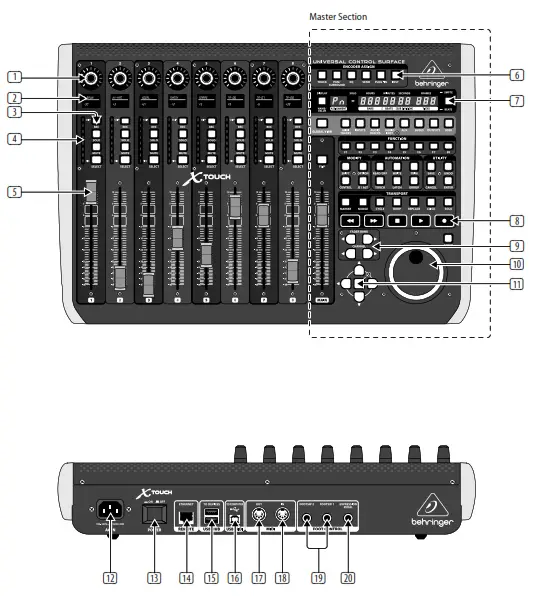 behringer X TOUCH Universal Control Surface with 9 Touch Sensitive Motor Faders - X-TOUCH Controls
