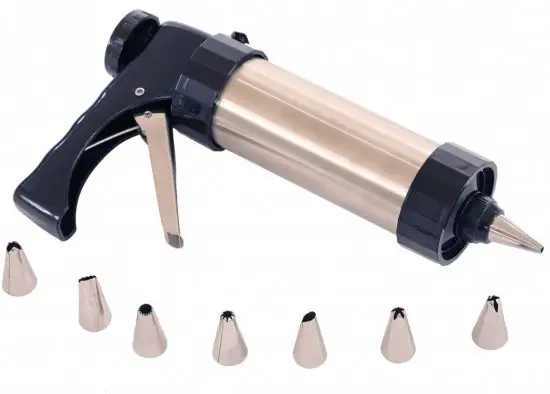 Oypla 4524 22pc Stainless Steel Cookie Press Biscuit Maker Icing Gun Cake Decorating Set