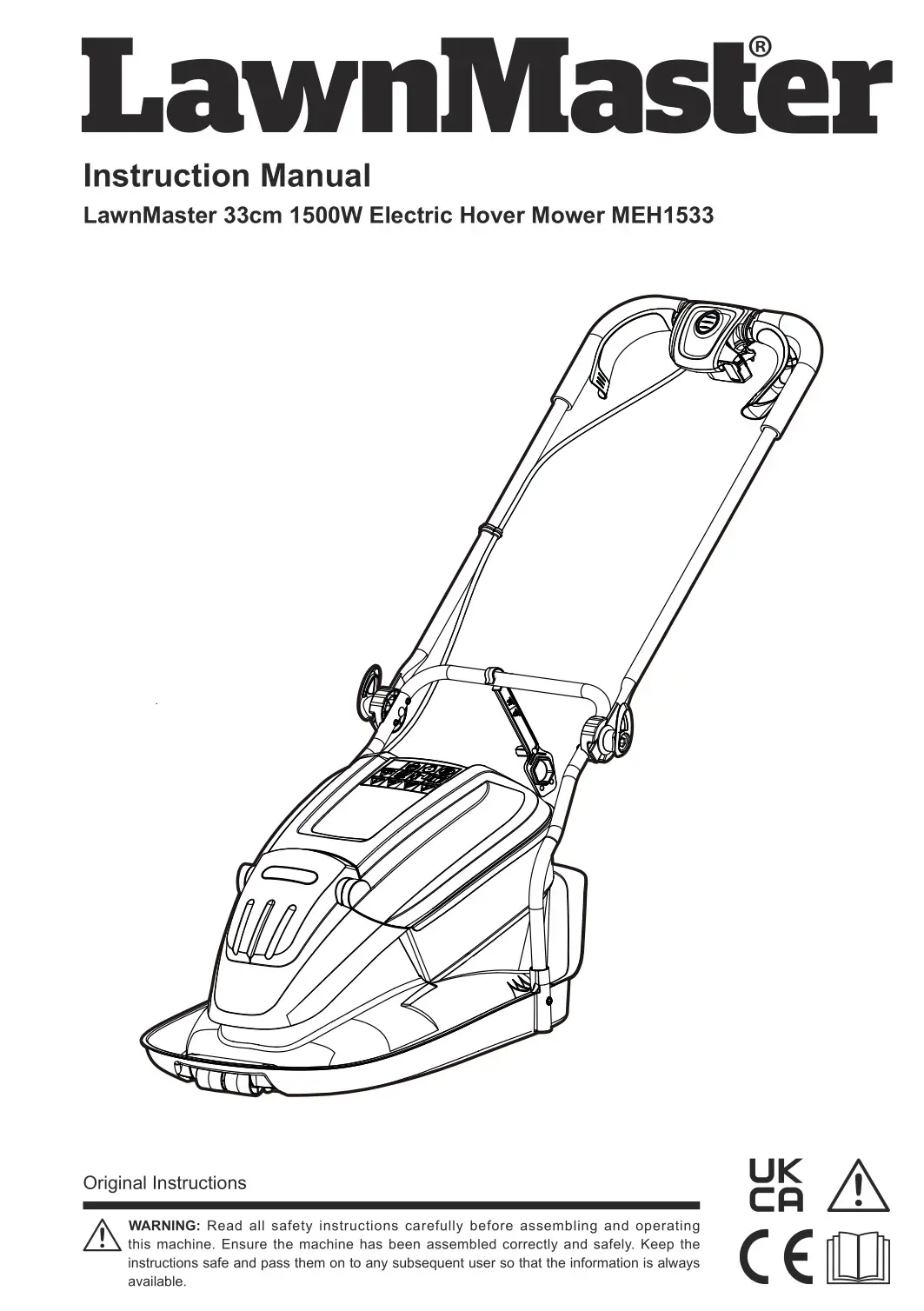LawnMaster MEH1533 33cm 1500W Electric Hover Mower Instruction Manual
