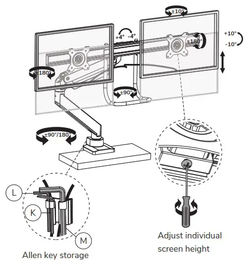 Neomounts NM D775DXSILVER Monitor Desk Mount - Gromment 15