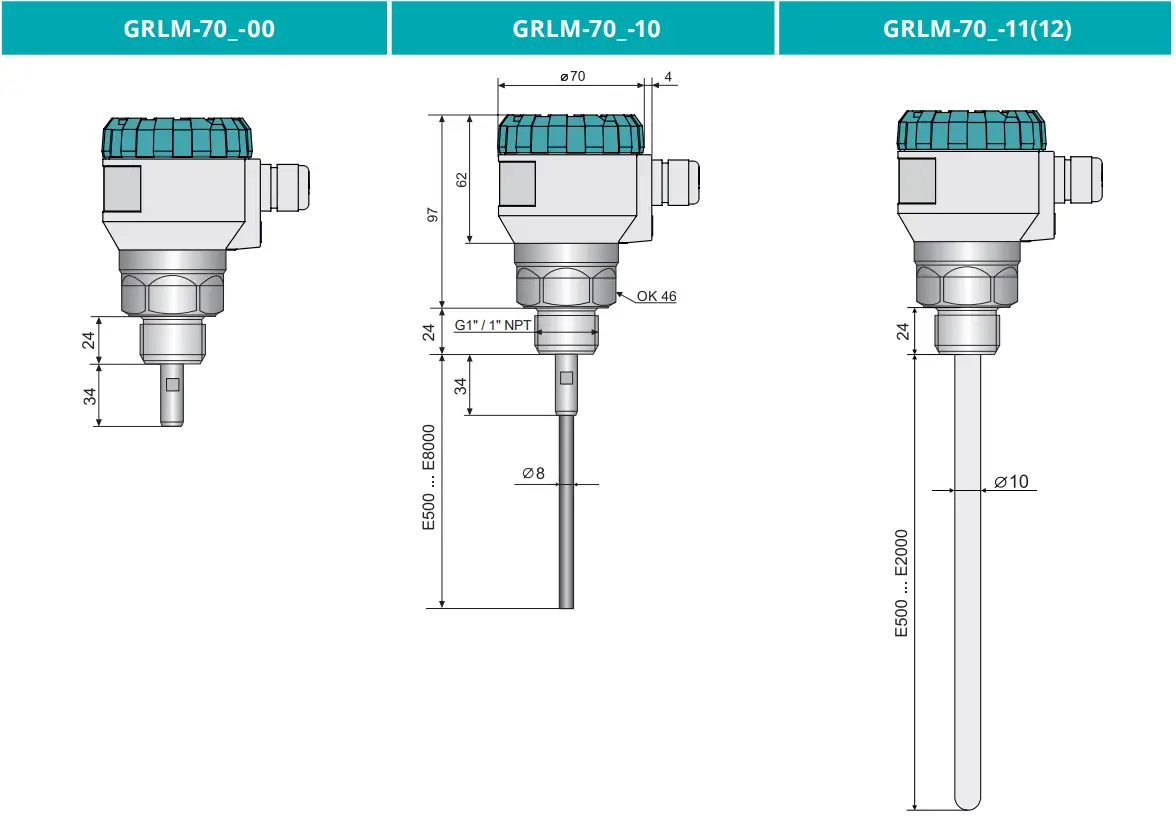 Jetec GRLM 70 RADAR LEVEL METER MIRANDA - DIMENSIONS