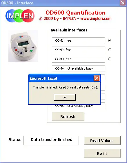 IMPLEN OD600 DiluPhotometer Protein Quantification Software - Figure 6