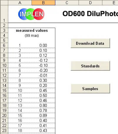 IMPLEN OD600 DiluPhotometer Protein Quantification Software - Figure 7