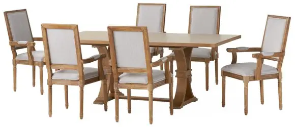 NOBLE HOUSE 108782 Belknap 7-Piece Natural and Cream Wood Dining Set
