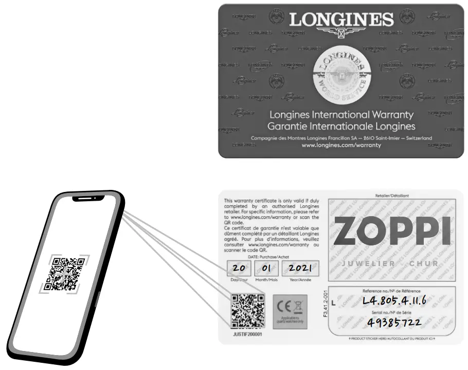 LONGINES L38124932 Time Sunray Blue Dial Leather Strap Watch - WARRANTY CARD