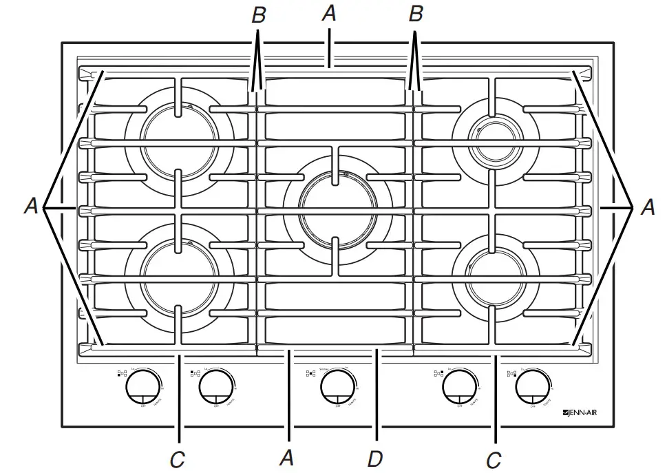 JENNAIR JGC3530GS 30-Inch 5-Burner Gas Cooktop - Figure 7