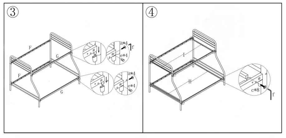 THE HOME DEPOT DJ-C-W84034152 Twin Over Full Metal Bunk Bed with Enhanced Upper-Level Guardrail fig 3