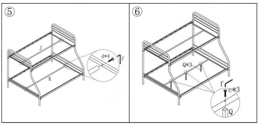 THE HOME DEPOT DJ-C-W84034152 Twin Over Full Metal Bunk Bed with Enhanced Upper-Level Guardrail fig 4