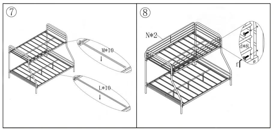 THE HOME DEPOT DJ-C-W84034152 Twin Over Full Metal Bunk Bed with Enhanced Upper-Level Guardrail fig 5