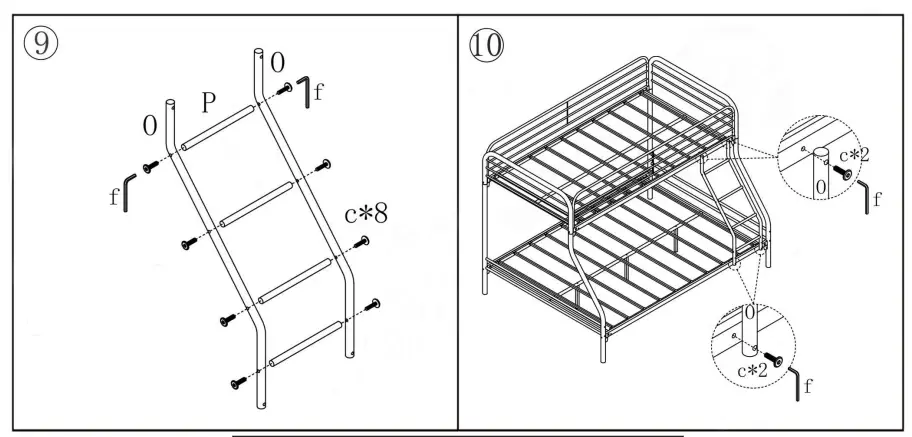 THE HOME DEPOT DJ-C-W84034152 Twin Over Full Metal Bunk Bed with Enhanced Upper-Level Guardrail fig 6